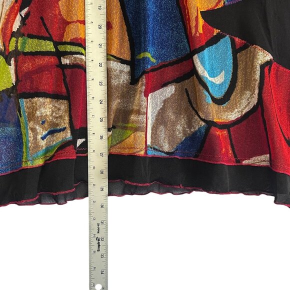 Lior Paris Multicolor Abstract Artsy Tunic Top Sz Large 3/4 Sleeves Art to Wear - Picture 9 of 9